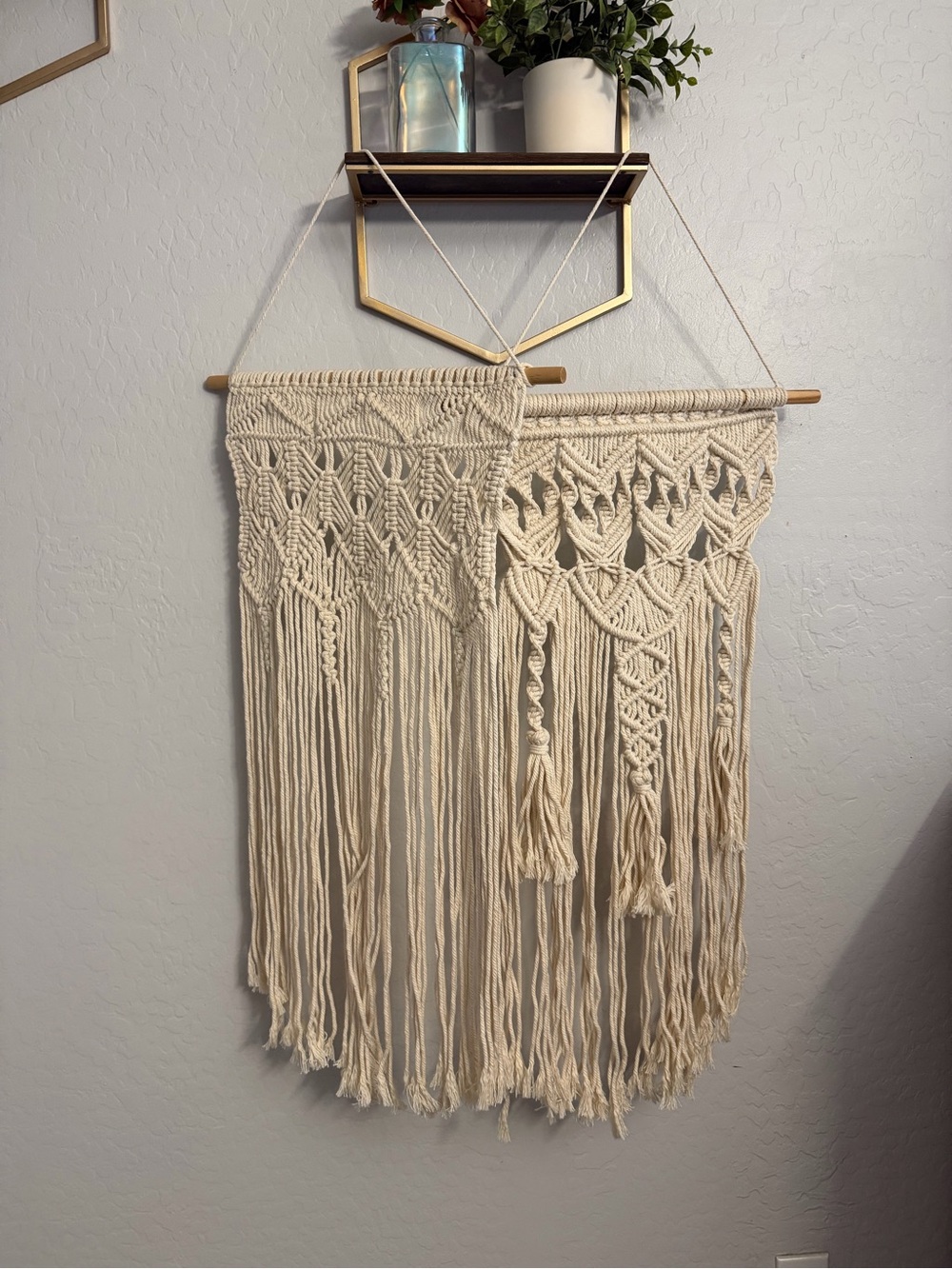 MacramΓ© Wall Hanging - Natural Cream Boho Decor- 2 piece